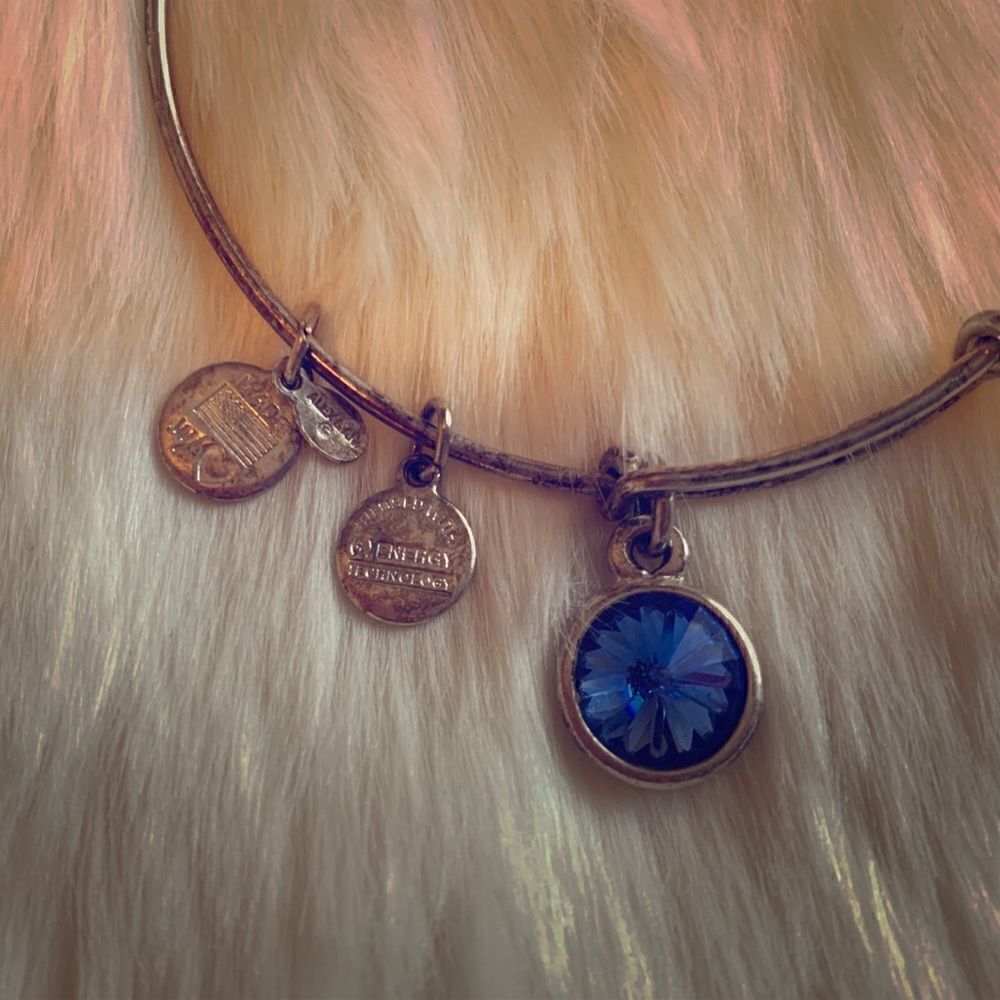 Sapphire Birthstone Charm Bangle 